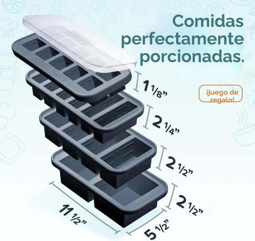 Miniatura 3 de Souper Cubes Set de regalo de moldes de silicona para congelador con 2 cucharadas, 1/2, 1 y 2 tazas de bandejas de silicona para congelador