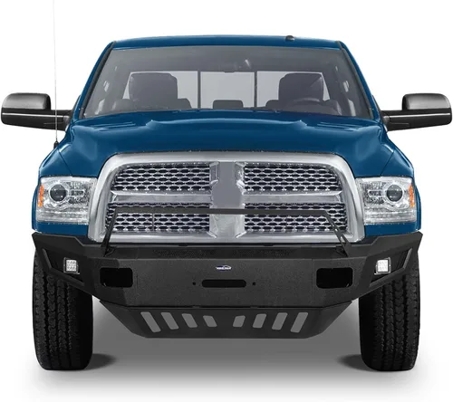 Miniatura 2 de u-Box Parachoques delantero Ram 3500 de ancho completo 2016 con placa de cabrestante y placa de deslizamiento fuerte y luces LED compatibles