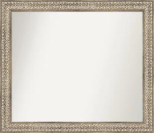 Miniatura 348 de Amanti Art Espejo de baño plateado para sobre fregadero, 26 x 26 pulgadas, espejo cuadrado de níquel pulido, marco de madera tradicional mediano, se