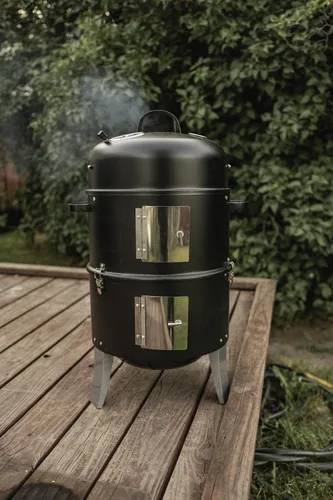 Miniatura 7 de GasOne - Ahumador vertical con termómetro – Ahumador de carbón resistente de 16 pulgadas – Ahumador multiusos para barbacoa de carbón
