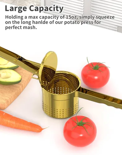 Miniatura 5 de Livilord Ricer de patatas grande de 15oz, ricer de acero inoxidable resistente para puré de patatas, herramienta de cocina para puré de batata
