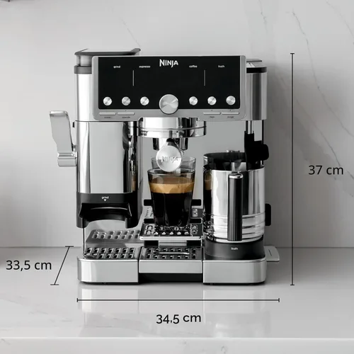 Miniatura 13 de Ninja Luxe Café Pro Series, máquina de café expreso, café por goteo, infusión fría, agua caliente, prensador integrado, molinillo integrado, Acero