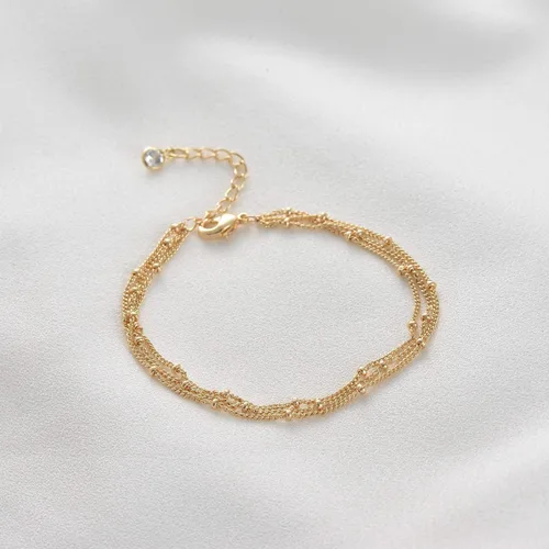Miniatura 7 de BENEIGE - Pulsera para mujer, chapada en oro de 14 quilates, cuentas de satélite, perlas ovaladas, cadena con dijes en capas, hecha a mano