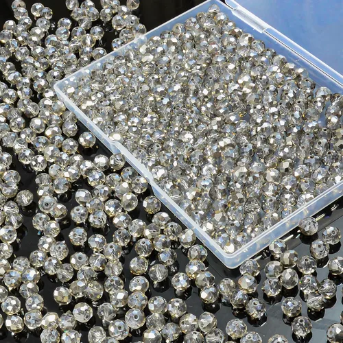 Miniatura 57 de 800 cuentas redondas de cristal de 0.236/0.396/0.394 pulgadas para joyas de bricolaje, ideales para pulseras, collares, colgantes y proyectos