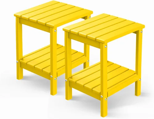 Miniatura 9 de GREENVINES Adirondack - Mesa lateral para exteriores 14 x 13 pulgadas Plástico HDPE Todo clima Aqua Mesas auxiliares exteriores Estante