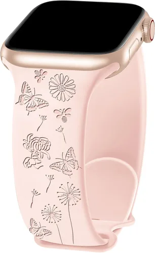 Bandiction Correa Deportiva Grabada Compatible con Apple Watch de 42mm 44mm 45mm 49mm, Correa de Silicona Suave Resistente al Agua para iWatch Apple