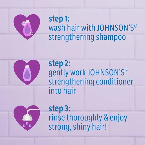 Miniatura 4 de Johnson's - Acondicionador fortalecedor sin lágrimas para niños con vitamina E fortalece y ayuda a prevenir roturas, sin parabenos, sulfatos