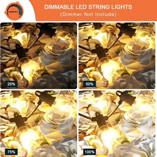 Miniatura 5 de Kawaya Tira de luces LED de 240 pies para exteriores, impermeable, regulable, G40, globo G40, iluminación para exteriores con 120 + 4 bombillas