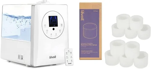 LEVOIT Humidificadores para dormitorio, habitación grande, hogar, 6L de niebla cálida y fría, vaporizador de aire ultrasónico blanco y paquete de 10