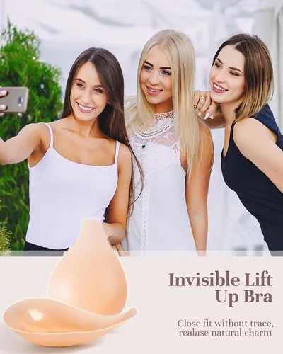 Miniatura 7 de APOWUS Sujetadores adhesivos para mujer, brasier invisible con realce, sin espalda, brasier sin tirantes para busto grande, reutilizable