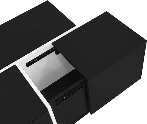 Miniatura 9 de Merax Mesa auxiliar, mesa auxiliar extensible con 2 espacios de almacenamiento ocultos y 2 cajones, mesa central multifuncional con acabado
