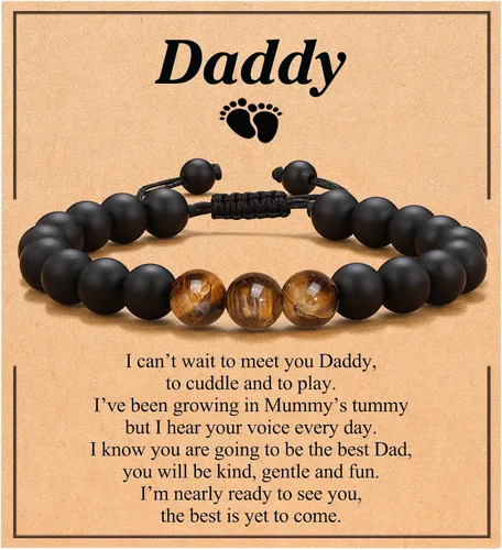 UNGENT THEM Pulsera de piedra natural para hombres, niños, novio, marido, hombre, alma gemela, papá, hijo, abuelo, nieto, papá extra, tío, hermano,