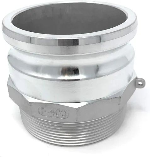 Gloxco Tipo F de aluminio leva y ranura de montaje, adaptador Camlock macho de 4" x 4" NPT macho (CAM-40-F-AL)