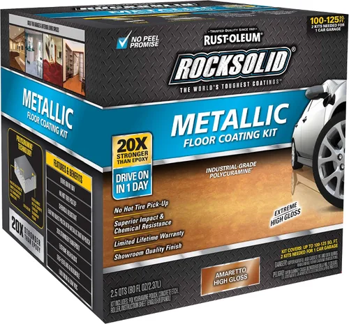 Miniatura 2 de Kit de piso para cochera de aspecto metálico de bala de plata Rust-Oleum RockSolid., Paquete de 1