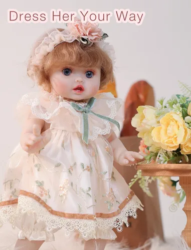 Miniatura 4 de Muñecas de bebé, 18 pulgadas realista Reborn Full Vinyl Baby Doll con pelo rizado, detalles realistas pintados a mano y atuendo acogedor para niñas