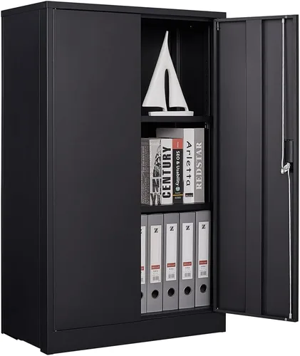 Miniatura 8 de Gabinete de almacenamiento de metal con cerradura, armario de almacenamiento de metal con bloqueo de 42 pulgadas con 2 estantes ajustables, gabinete