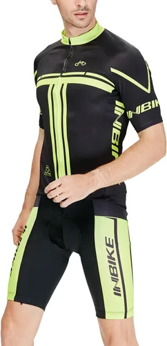 INBIKE Conjunto de camiseta de ciclismo para hombre, reflectante, transpirable, traje de ciclismo de secado rápido, con pantalones cortos acolchados