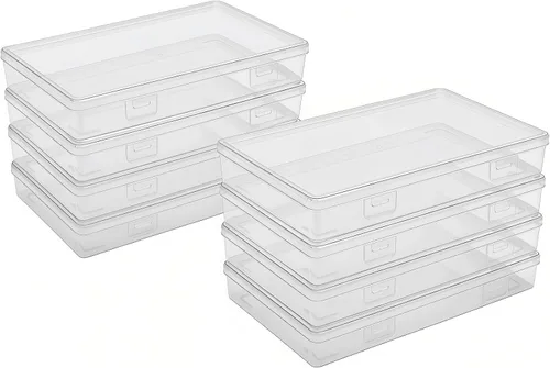 Miniatura 13 de Goodma 8 contenedores rectangulares vacíos de plástico transparente con tapas con bisagras para objetos pequeños y otros proyectos de manualidades