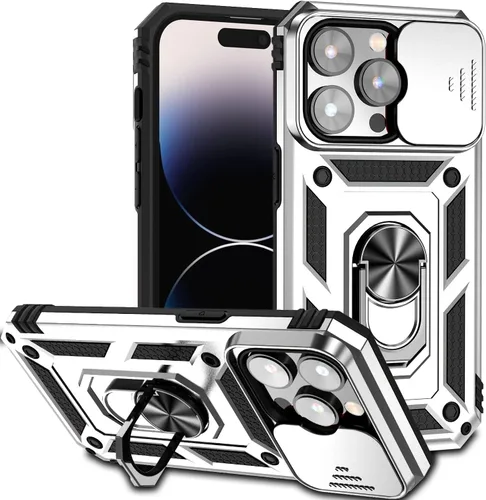 Miniatura 27 de Funda magnética compatible con iPhone 14 Pro de 6.1 pulgadas, funda magnética para iPhone 14 Pro con cubierta de cámara y soporte de grado militar