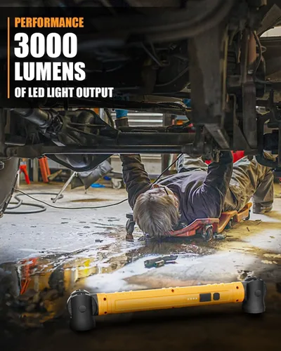 Miniatura 2 de Luz de trabajo, luces de trabajo LED de 3000 lm, luz de trabajo recargable debajo del capó con ganchos y base magnética giratoria, luz mecánica