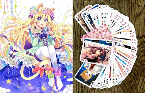 Miniatura 10 de Cartas de juego de anime # Baraja de póquer 54 cartas todas diferentes # Touhou Lindo divertido Neko Anime Manga Carteles Fanart