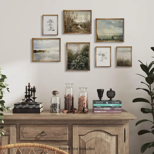 Miniatura 3 de Decoración de pared rústica francesa de 11 x 14 pulgadas, estilo bohemio, Art Deco Victoria, para baño, juego de póster moderno de cocina de granja