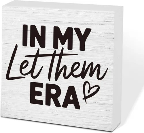 Miniatura 13 de Letrero de caja de madera Let Them de 5 x 5 pulgadas, letrero de escritorio estilo granja Boss Lady decoración de cubículo de oficina, accesorios