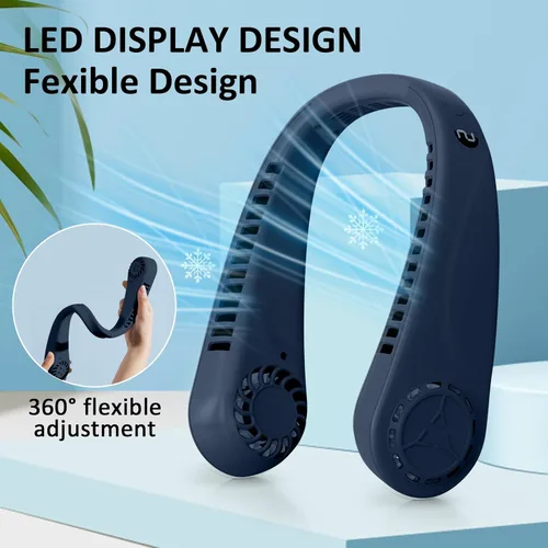 Miniatura 2 de BIRDDIE Ventiladores de cuello colgantes portátiles sin aspas con pantalla y 5 niveles de velocidad, recargable por USB, ventilador personal