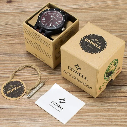 Miniatura 7 de Bewell Reloj de pulsera luminoso de cuarzo analógico hecho a mano para hombre