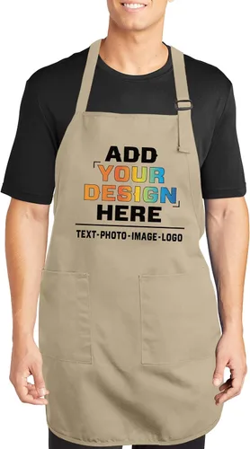 NACRE APPAREL Delantal de parrilla personalizado para hombres y mujeres, añade tu diseño de logotipo, diseño de foto, delantal de chef personalizado