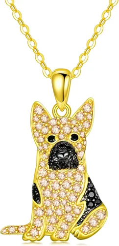 Miniatura 67 de Collares con colgante de perro de plata de ley S925 – 24 razas corgi/husky/labrador/pastor para mujer