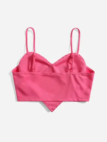 Miniatura 2 de WDIRARA Camisola sexy sin mangas con dobladillo asimétrico y perlas para mujer