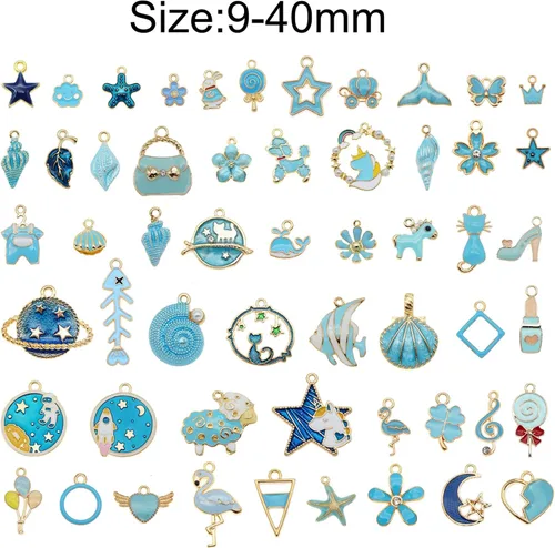 Miniatura 2 de JJG Ventas al por mayor 80 piezas (40 pares) surtido chapado en oro esmalte delicado colgantes colgantes encantos para pendientes fabricación