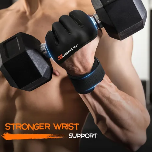 Miniatura 3 de SueStar Guantes de entrenamiento, guantes acolchados de cuero vacuno de alta resistencia con soporte para la muñeca, protección completa de la palma