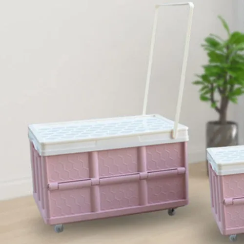 Miniatura 9 de Cabilock Caja de almacenamiento plegable con tapa, caja de ropa con tapa, carrito de compras, playa, camping, jardín, carrito de compras con rueda