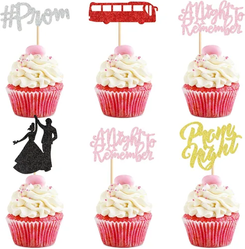 Miniatura 13 de Ercadio 36 piezas 2026 adornos para cupcakes con purpurina negra y dorada para graduación senior So Proud Of You Senior Class of 2026 Way to Go