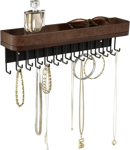 Miniatura 7 de J JACKCUBE DESIGN Soporte para Collares Montado en la Pared Organizador de Joyas para Pulseras, Aretes y Anillos con 25 Ganchos - Decoración Gótica