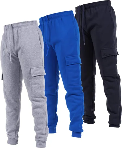 Ultra Performance Paquete de 3 pantalones deportivos para hombre, pantalones deportivos tipo cargo de forro polar con bolsillos