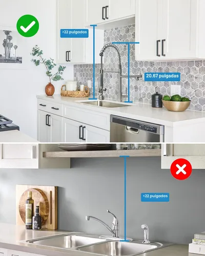Miniatura 9 de Fapully - Grifo de fregadero de cocina comercial con mango único extraíble con rociador, níquel cepillado, con luz LED