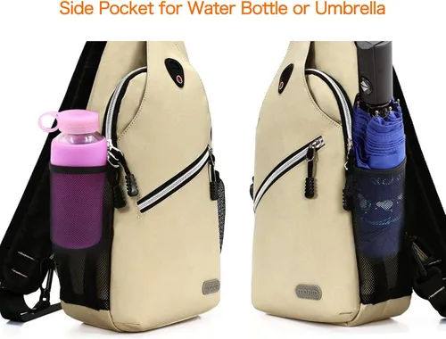 Miniatura 5 de Mosiso - Mochila bandolera multiusos, para viajes, senderismo, etc. Beige