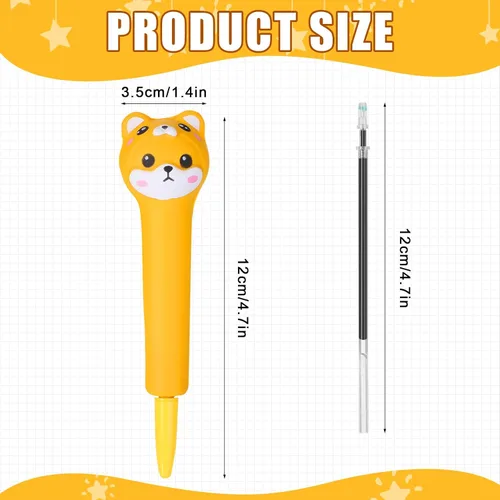 Miniatura 4 de PerKoop 40 bolígrafos blandos Kawaii con recambios, suministros de estrés para apretar, tinta de gel estacionaria de animales de dibujos animados