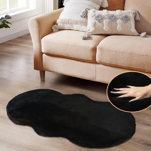 Miniatura 63 de ORINOVA Alfombra de felpa marrón claro beige de 8 x 10 pies para sala de estar, alfombra bohemia esponjosa de piel de conejo grande para dormitorio