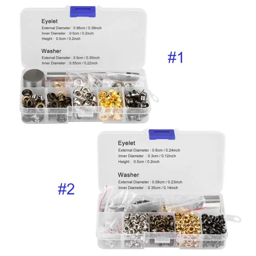 Miniatura 7 de Arandela de ojales con 3 piezas de herramientas de trabajo manual con caja de almacenamiento para zapatos, ropa, cuero, manualidades