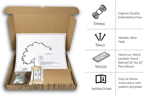 Miniatura 3 de String of the Art Kit de arte de cuerda de árbol de roble, hecho en Estados Unidos, kit de manualidades para adultos, madera de pino teñida