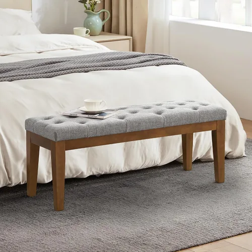 Miniatura 11 de HUIMO Banco de entrada, cuero negro, madera maciza, duradero y resistente al desgaste PU-Negro