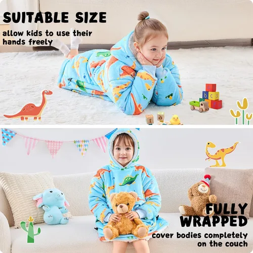 Miniatura 8 de yescool - Manta con capucha para niños, sudadera con manta de gran tamaño con sherpa, regalos para niñas adolescentes, jóvenes, niños, niñas