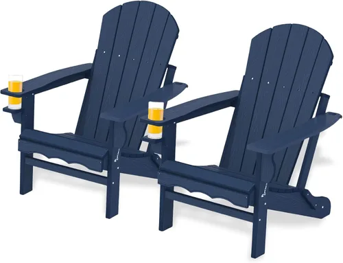 Miniatura 11 de Sillas para fogata, sillas Adirondack plegables de HDPE resistentes a la intemperie, silla Adirondack plegable de composite para patio con Gris