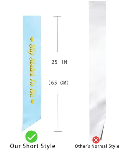 Miniatura 3 de Banda para hermana mayor, satén azul claro con fuente dorada con corazón, el mejor regalo de decoración de baby shower, gemelos neutros para niños