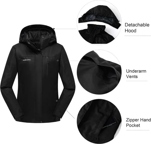 Miniatura 4 de MDENOVO Chaqueta de esquí 3 en 1 para mujer, impermeable, para invierno, para snowboard, montaña
