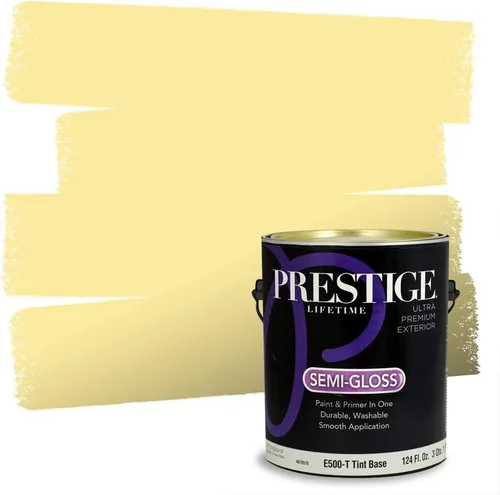 Miniatura 102 de PRESTIGE Pinturas Pintura Exterior e Imprimación En Uno, 1 Galón, Satinado, Pareja Comparable de Benjamin Moore* Amarillo* 320BM-PCM